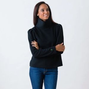 Dudley Stephens Palmer Puff Sleeve Turtleneck in Black